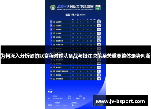 为何深入分析欧协联赛程对球队备战与投注决策至关重要整体走势判断